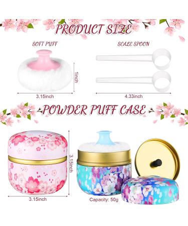 2-Piece Body Powder Puff & Container Set for Women & Babies - Soft Puffs with Spoon in Tea Case for Home & Travel - Buy Online on SooperMarket.com