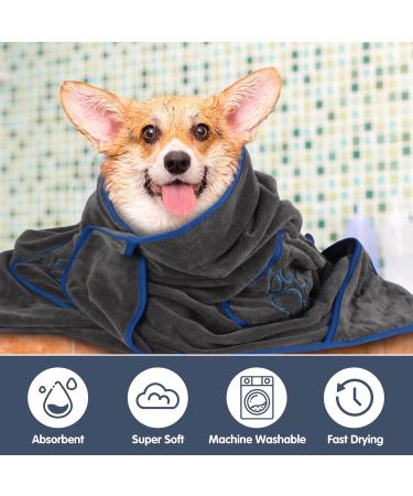 Buy Kinhwa Extra Absorbent XXL Dog Towel - 76x127cm Microfiber Pet Towel Quick Drying Soft & Durable Washable Dark Gray - Ideal for Dogs - Buy Online on SooperMarket.com