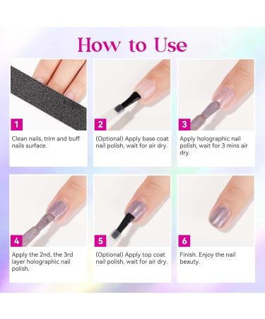 MIZHSE 15ML Quick Dry Holographic Nail Polish Shimmer Glitter Nail Polish Varnish Magic Colour Change Iridescent Nail Lacquer Long Lasting No Need Lamp Cure 002 LSZJY002 - Buy Online on SooperMarket.com