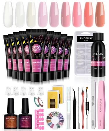 Poly nail gel kit Phoenixy 9 coly nail extension set nail extension poly nail gel starter kit with manicure tools poly nail gift set for women