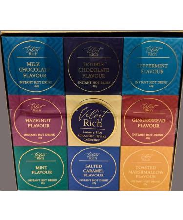Luxury Velvet Rich Instant Hot Chocolate Selection Box - 9 Assorted Flavors Great Gift for Secret Santa or Stocking Fillers - Buy Online on SooperMarket.com