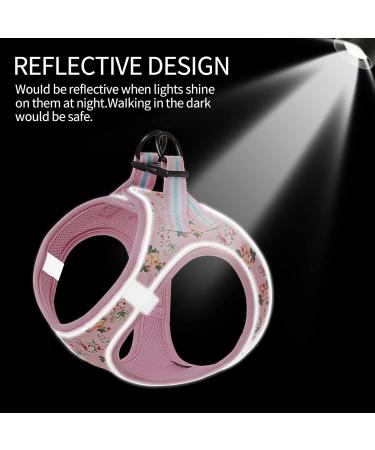 Buy Heele Anti-Pull Dog Harness for Small Dogs - Breathable Adjustable Reflective Soft & Safe - Flower Pink | International Shipping Available - Buy Online on SooperMarket.com