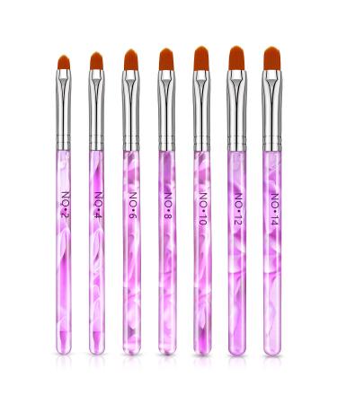 7 Pieces Nail Art Tips Builder Brush UV Gel Acrylic Nail Brush Nail Painting Brush Pen Purple