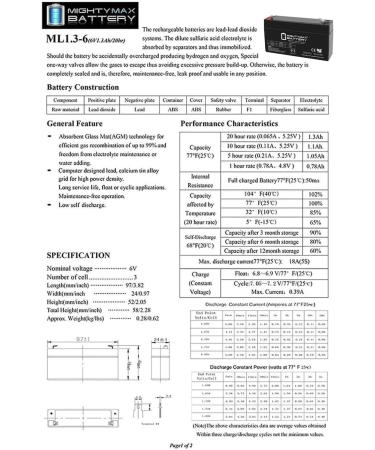 Mighty Max 6V 1.3AH SLA Battery Replacement for Remco RM6-1.3 - International Shipping Available - Buy Online on SooperMarket.com