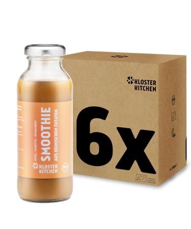 Monastery Kitchen Bio Smoothie Orange Apfel Carrot Rhabarber 6x 250 ml I Superfood Breakfast vegan I to go glass bottle I Powerfood from home ingredients