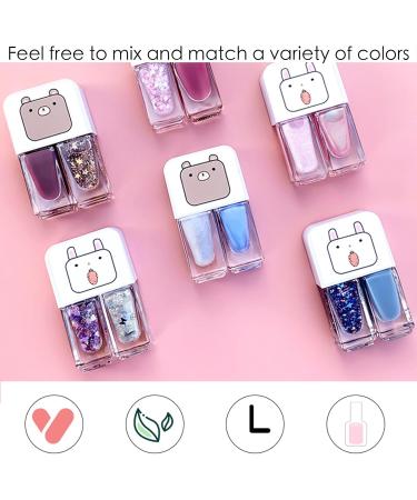 Glitter Red Nail Polish Set 2 In 1 Autumn Quick Dry Breathable Nail Varnish Shinny Sparkling No Need UV/LED Lamp Peel off Long Lasting Non-toxic Water Based Formula for Christmas Home DIY Nail Art - Buy Online on SooperMarket.com