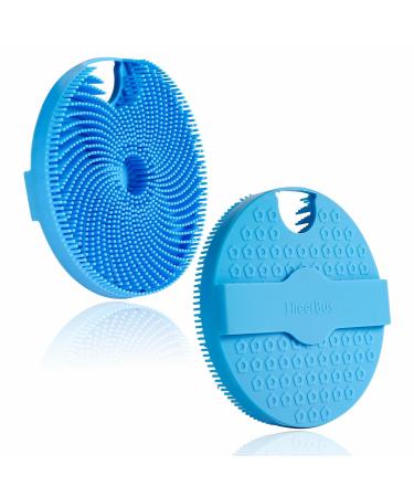 HIEERBUS Silicone Body Scrubber Gentle Exfoliating Body Scrubber in Shower Silicone Loofah with Easily Lather Bristles Long Lasting and More Hygienic Than Traditional Shower Loofah 1Pack Blue