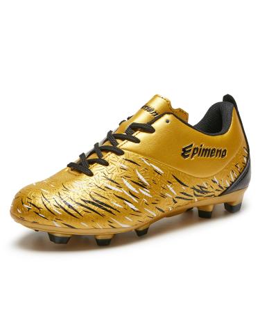 Epimeno soccer shoes for young girls children football shoes outdoor firm ground soccer cleats (primary school/adolescent) 30 EU gold metallic