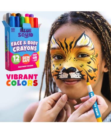 Blue Squid 12 Color Twistable Face Paint Marker Sticks Kit - Water Based Crayons for Kids & Adults | Halloween Belly Painting, Pregnancy Makeup | Body Paints Set - Buy Online on SooperMarket.com