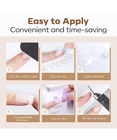 Modelones Short Almond Nail Tips - 216PCS Pre-shaped Full Cover Fake Nails & Gel Nail Extension Kit | 12 Sizes A1 - Perfect for Acrylic & Gel Manicure - Buy Online on SooperMarket.com