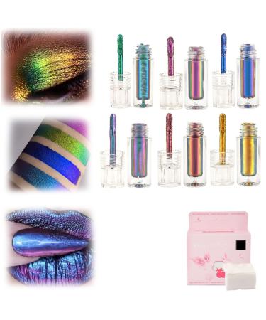 TYGHBN 1/2/3/6PCS Chic-Chat Multi-Chrome Liquid Lipsticks Multi Chrome Lipstick Chic Chat Liquid Eyeshadow Stick Multichrome Color Changing Long Lasting Matte Liquid Lipstick Lip Gloss (6PCS)