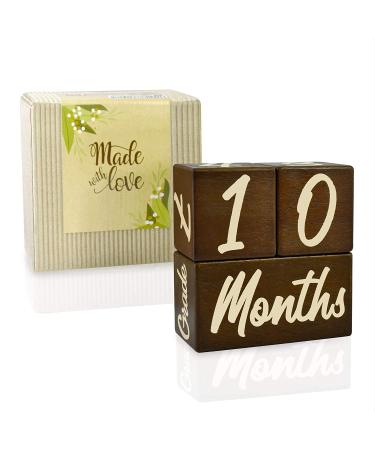 Solid Wood Baby Milestone Age Blocks - Gender Neutral Newborn Gifts & Keepsakes (3 Pcs, Brown) - Picture Props for Weekly, Monthly & Yearly Updates - Buy Online on SooperMarket.com