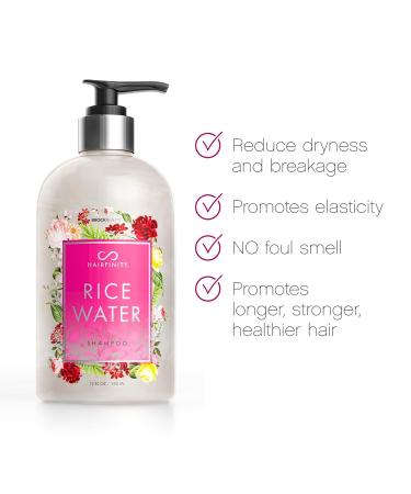 Hairfinity Rice Water Shampoo - Silicone & Sulfate Free Growth Formula for Damaged Dry Curly & Frizzy Hair - 12oz Thickening Solution Safe for Keratin & Color Treated Hair - Buy Online on SooperMarket.com