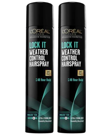 L'Oreal Paris Advanced Hairstyle - Lock It - Weather Control Hairspray - Anti Frizz - Net Wt. 8.25 OZ (234 g) Per Can - Pack of 2 Cans Unscented 8.25 Ounce (Pack of 2)