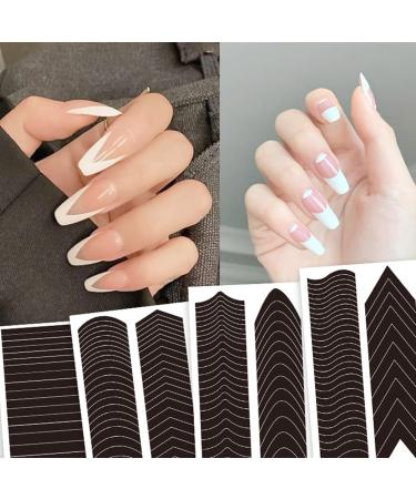 French Manicure Nail Stickers - 6 Sheets French Tip Nail Guides for DIY Nail Art - Buy Online on SooperMarket.com