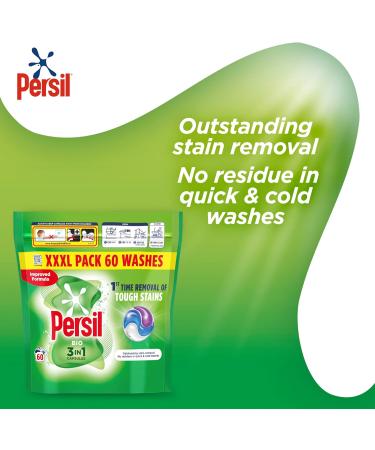 Persil Bio 3 in 1 Washing Capsules 1st time removal of tough stains outstanding stain removal in quick & cold washes 60 washes - Buy Online on SooperMarket.com