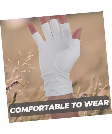 OSALADI 1 Pair Uv Gloves Womens Gloves Nail Lamp Light Nail Gel Uv Hand Protection Gloves for Nails Uv Manicure Gloves Summer Beach Gloves Professional Protection Fingerless Gloves Shield 19.5x8cm White - Buy Online on SooperMarket.com