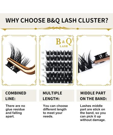 B&Q Cluster Lashes 10mm - 72 Clusters | D Curl Individual Natural Eyelash Extensions - Soft Fluffy DIY Lash Extensions - Buy Online on SooperMarket.com