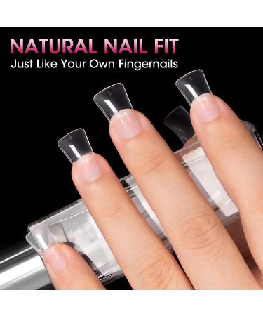 Krofaue Duck Nail Tips - 200pcs Acrylic Curved Nail Tips in Crystal Duck Feet Style | 10 Sizes Half Cover False Nails for Nail Salon - Buy Online on SooperMarket.com