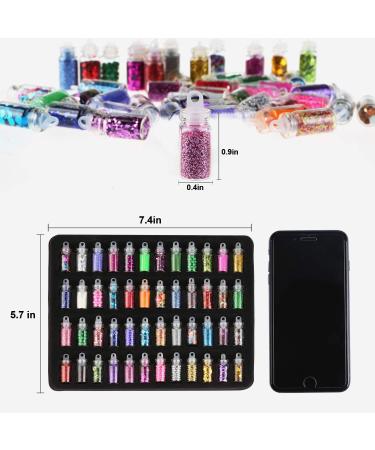 PHOGARY 48 Bottles Nail Art Decoration - Glitter Powder Sequins & Beads for DIY Nail Eye & Face Makeup - Buy Online on SooperMarket.com