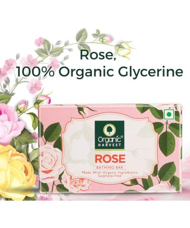 Organic Harvest Gentle Cleansing Rose Bathing Bar For Skin Moisturisation Ideal For All Skin Types 100% American Certified Organic Paraben & Sulphate Free 125gm - Buy Online on SooperMarket.com