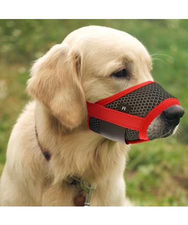 Shop Wllhyf Soft Nylon Dog Muzzle | Breathable & Comfortable Biting Chew Prevention | Adjustable Muzzle for Small Dogs (Red M) - Buy Online on SooperMarket.com
