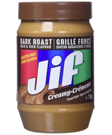 Jif Dark Roast Creamy Peanut Butter Smooth & Creamy Texture No Stir 1kg Jar Dark Roast Creamy 1 kg (Pack of 1)