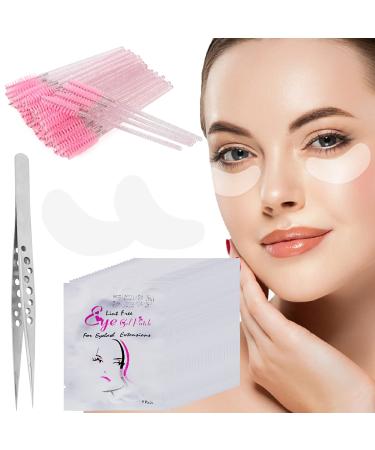 Sunallwell 60 Pairs Under Eye Patches with 60 Pcs Eyelash Brush 1 Pcs Special Forceps for Eyelash Grafting Under Eye Pads Isolation Eyelash Pads Extension Pads Lint Free Beauty Mask Tool Makeup 60 pairs eye pads 60 eyelash brushes 1 tweezers