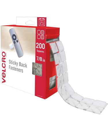 VELCRO Brand Mounting Squares | 200pk  7/8 White | Adhesive Sticky Back Hook and Loop for Teacher Supplies  Office Organization (30705) 200pk White Hook and Loop
