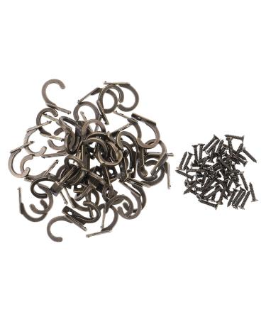 PRETYZOOM 50pcs Hook up Retro Keychain Coat Hooks Wall Hooks for Coats Hanging Hooks Furniture Wall Hanging 2.2X1.7cm Assorted Color