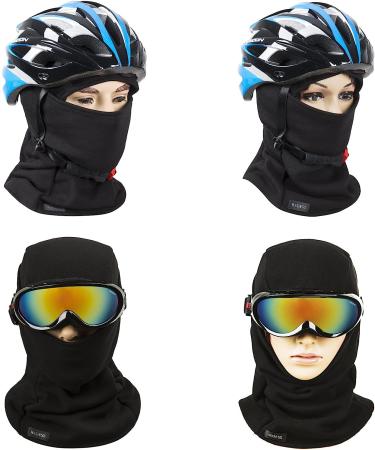Windproof Fleece Balaclava Ski Mask | Cold Weather Face Cover | Motorcycle Hood Warmer | Winter Sports Cap - Black - Buy Online on SooperMarket.com