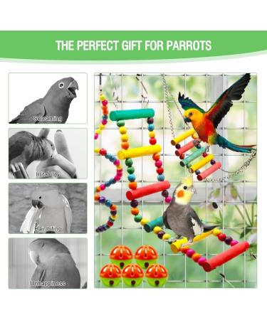 MQUPIN Bird Parrot Toys 12 Pack Budgie Toys Parrots Cage Toys Hanging Swing Climbing Shredding Perches Toys Ladders Sepak Takraw Parrot Bite Toy Cockatiel Toys for Parakeet Budgerigar M-7.9inch - Buy Online on SooperMarket.com