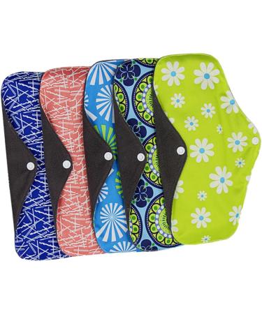 5 Pack Reusable Bamboo Charcoal Menstrual Cloth Pads - Washable & Portable - Buy Online on SooperMarket.com