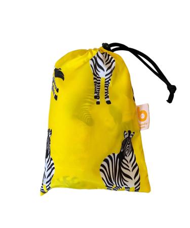 BundleBean - Kids Wheelchair Poncho - Comes with Stuff Sac - Universal Fit Peaked Hood Easy Poppers Under Chin and Arms -Waterproof Rain Poncho for Ages 4-11 Years (Yellow Zebra)