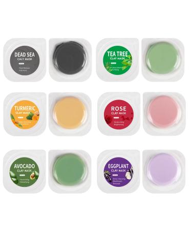 Face Masks - Mix Clay Masks - Pink Green Tea Aubergine Avocado Clay Mask - For All Types of Skin Face Masks with Mask Brush (12)