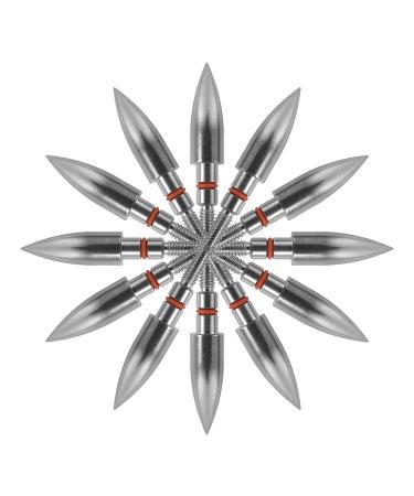 ORRANNI Stainless Steel Archery Field Points,Various Outside Diameter,100/125 Grains,Screw in Archery Field Tips(1 Dozen) 5/16"-bullet shaped 100 grains