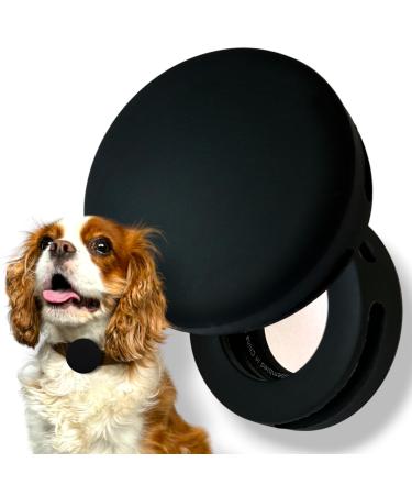 moosh Silicone Airtag Holder for Dogs and Cats | Perfect for Pet Trackers | Safe & Stylish Black
