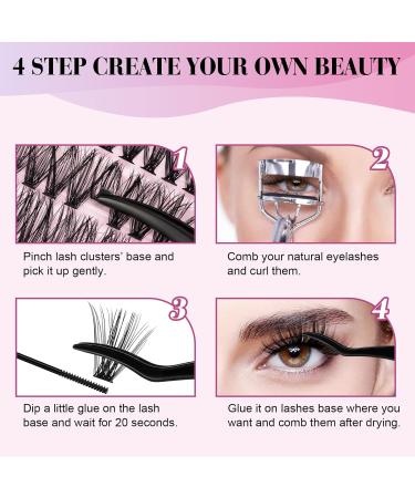 DIY Lash Extension Kit with D Curl Cluster Lashes for Home - Lash Bond, Seal, and Applicator Tool Included - Individual Eyelashes - B&Q - 1 Pack - Buy Online on SooperMarket.com