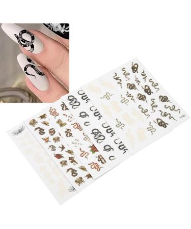 Snake Pattern Nail Sticker 5 Sheets Self Adhesive Nail Art Decals Nail Art Decoration Sticker for DIY Women Fingernail Toenail Various Patterns - Buy Online on SooperMarket.com