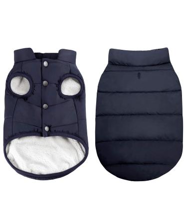 ASENKU Windproof Dog Winter Coat Waterproof Dog Jacket Warm Dog Vest Cold Weather Pet Apparel with 2 Layers Fleece Lined for Small Medium Large Dogs M: Chest 15-17.3", Length 12.6" Blue