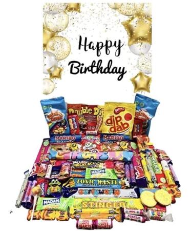 Happy Birthday Pick n Mix The Ultimate Retro Sweet Box Selection 70s 80s Box Sweet Hamper Present Gift over 60 sweets Great for all Ages 16th 18th 21st 30th 40th 50th