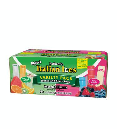 Wyler's Italian Ices, Assorted Flavors, Variety Pack, 1.5 ounce Icee FunPOP (70 Count, Total of 105 Oz) 1.5 Ounce (Pack of 70)