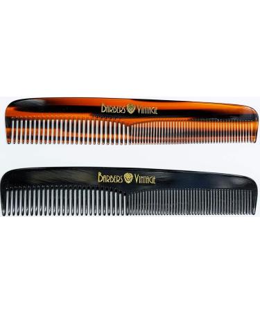 Barbers Vintage Classic Hair Comb for Men - Tortoise Shell Finish | Handmade Fine & Coarse-Tooth Grooming Comb (18cm) - Buy Online on SooperMarket.com