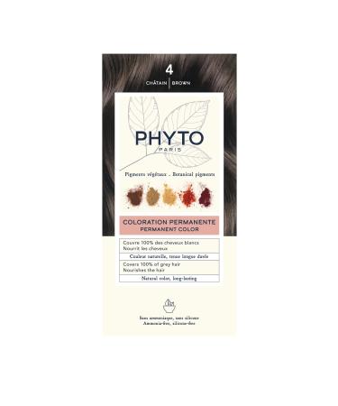 PHYTO Phytocolor Permanent Hair Color with Botanical Pigments  100% Grey Hair Coverage  Ammonia-free  PPD-free  Resorcin-free  0.42 oz 4 Brown 1 Count (Pack of 1)