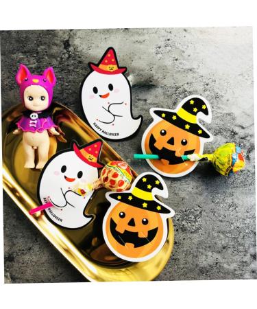 OFFSCH 50pcs Halloween Candy Tag Lollipop Decoration Lollipop Card Halloween Decor Packaging Decoration Card Lollipop Packaging Card Tooth Charms Message Card Pencil Caps Pumpkin Ghost - Buy Online on SooperMarket.com