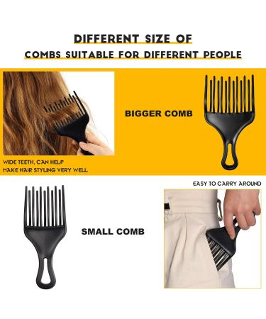 2pc Afro Comb Set - Large & Small Plastic Hair Pick for Detangling, Braid, and Styling - for Women & Men - Buy Online on SooperMarket.com