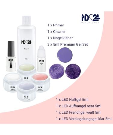 ND24 NAILDESIGN Premium Geln gel Starter Set | Complete Gel Kit for Beginners with LED Lamp & Accessories - Made in Germany - Buy Online on SooperMarket.com