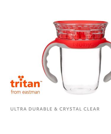 Nuby 360 Edge 2 Stage Drinking Rim Cup with Removable Handles & Hygienic Cover - 8 Oz Red | 12M+ | 240 Ml - 80660 - Buy Online on SooperMarket.com