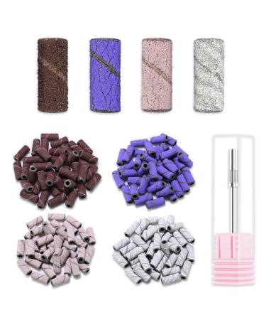 Small Sanding Bands for Nails Drill 160Pcs Nail Sanding Drill Bits Set with 3.1mm Mini Mandrel Nail Bit 80/150/180/240Grit Nail Sanding File for Acrylic Nail Prep Polishing Manicure Pedicure 80#150#180#240 4 Colors
