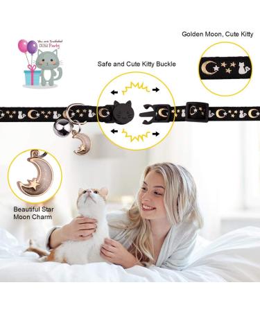 2PCS Breakaway Cat Collars with Bell - Adjustable Safe Kitten Collars - Glow in The Dark - Black&Purple - Buy Online on SooperMarket.com